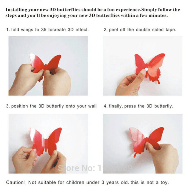 ( 12 Pcs ) 3D Butterfly. Wall Decor Cute Butterflies