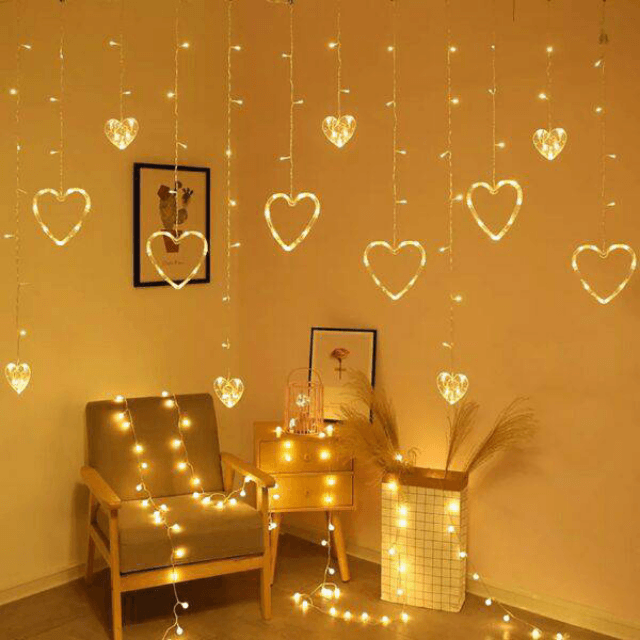 ( Heart Shape ) LED Curtain String Lights