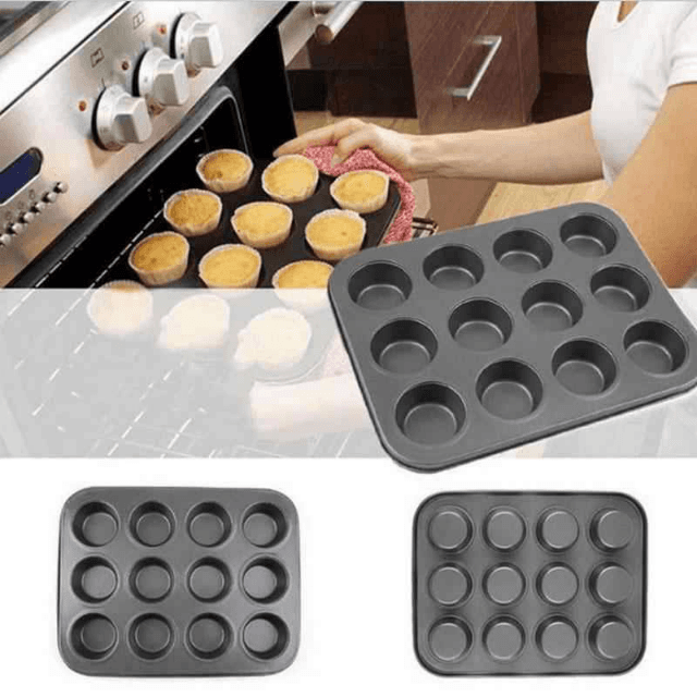 12 Cupcake Muffin Baking Tray Non-Stick Mould