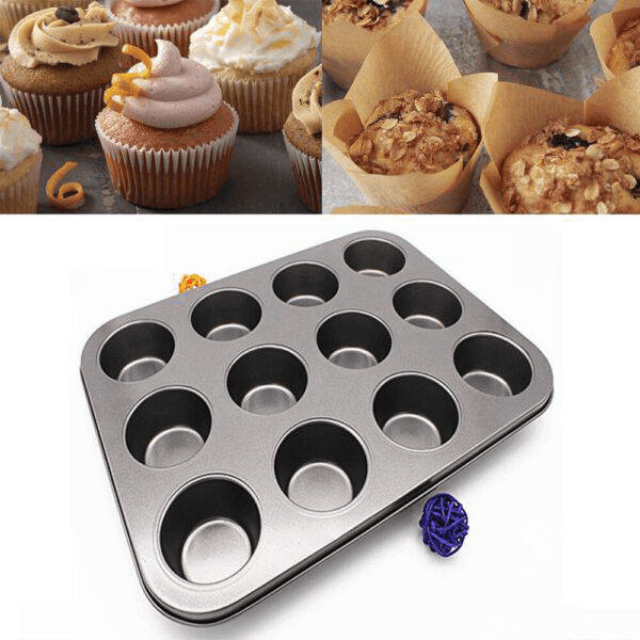 12 Cupcake Muffin Baking Tray Non-Stick Mould