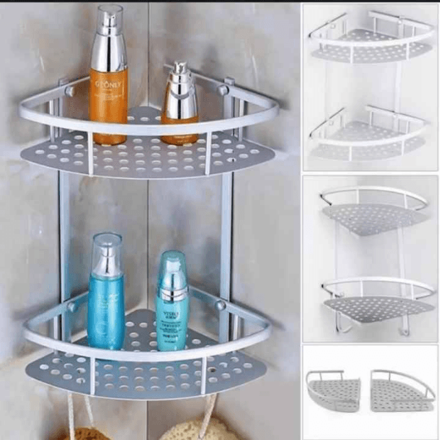 2 Layer Aluminium Bathroom Corner Rack