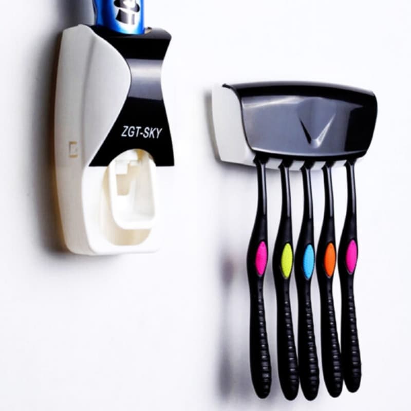Automatic Toothpaste Dispenser And Toothbrush Holder Set