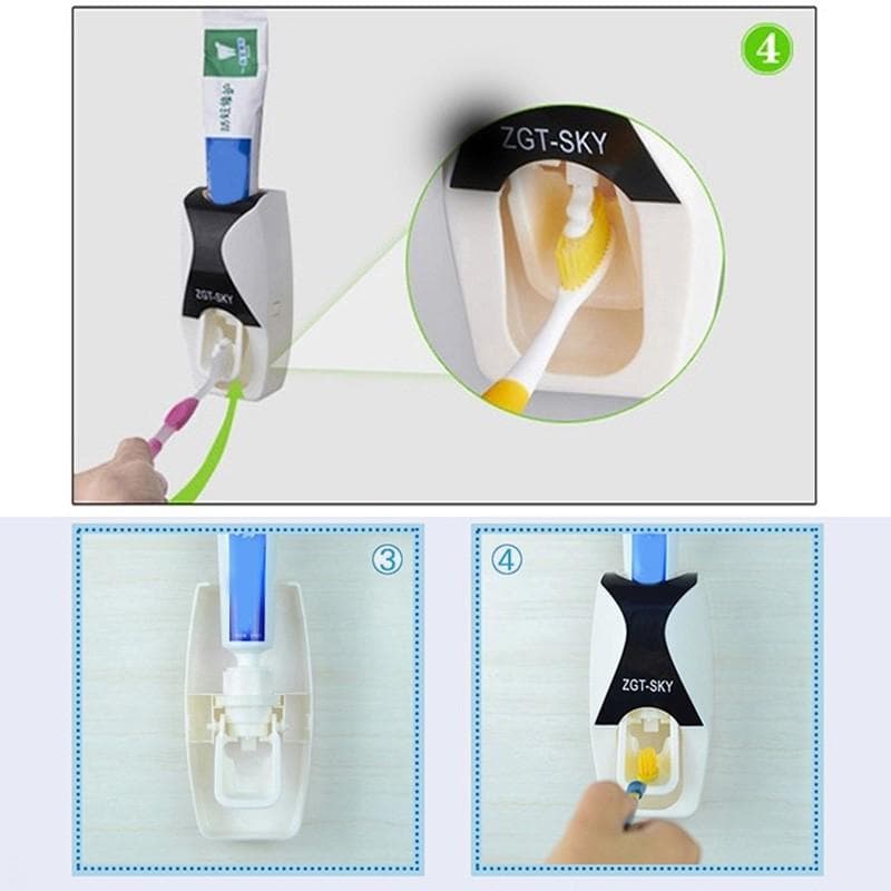 Automatic Toothpaste Dispenser And Toothbrush Holder Set